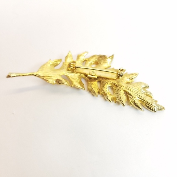 Vintage Brooch Pin Leaf Goldtone Leaves - Picture 4 of 5